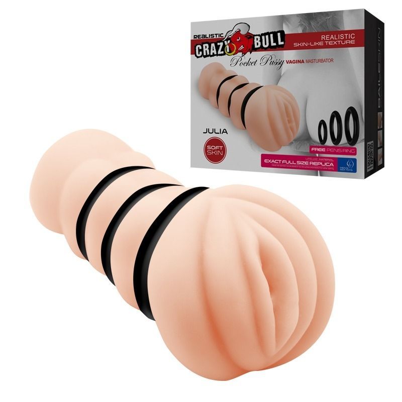 Мастурбатор реалистичный Crazy Bull Pocket Pussy из киберкожи, 15 см