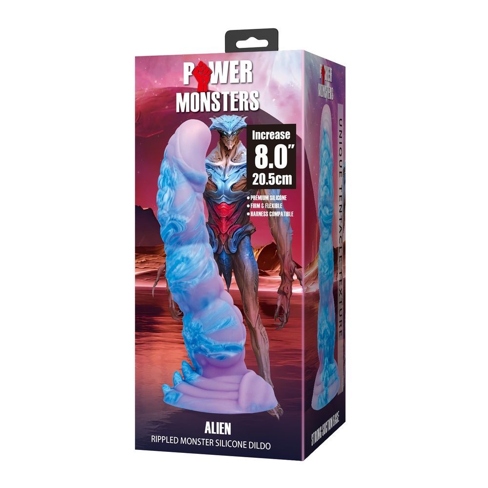 Фалоімітатор силіконовий Power Monsters Alien на присоску, фіолетовий, 20,5 см