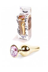 Анальная пробка с розовым камнем Plug-Jewellery Gold BUTT PLUG- Rose