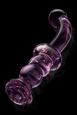 Изогнутый стеклянный розовый фаллоимитатор для точки G Dream Toys Glaze Glass с бутоном