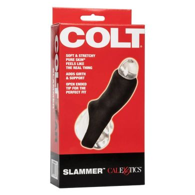 Насадка на член COLT Slammer с креплением на мошонке, черная, 10.7 х 5 см