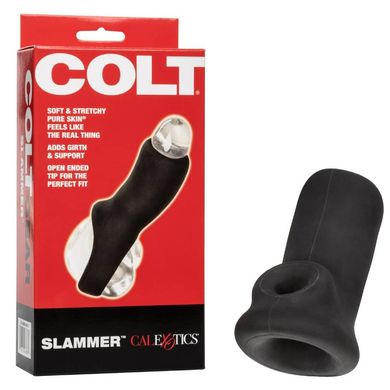 Насадка на член COLT Slammer із кріпленням на мошонці, чорна, 10.7 х 5 см