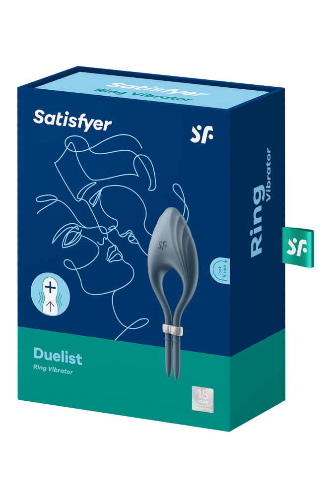 Регулируемое эрекционное кольцо с вибрацией SATISFYER DUELIST DARK синий