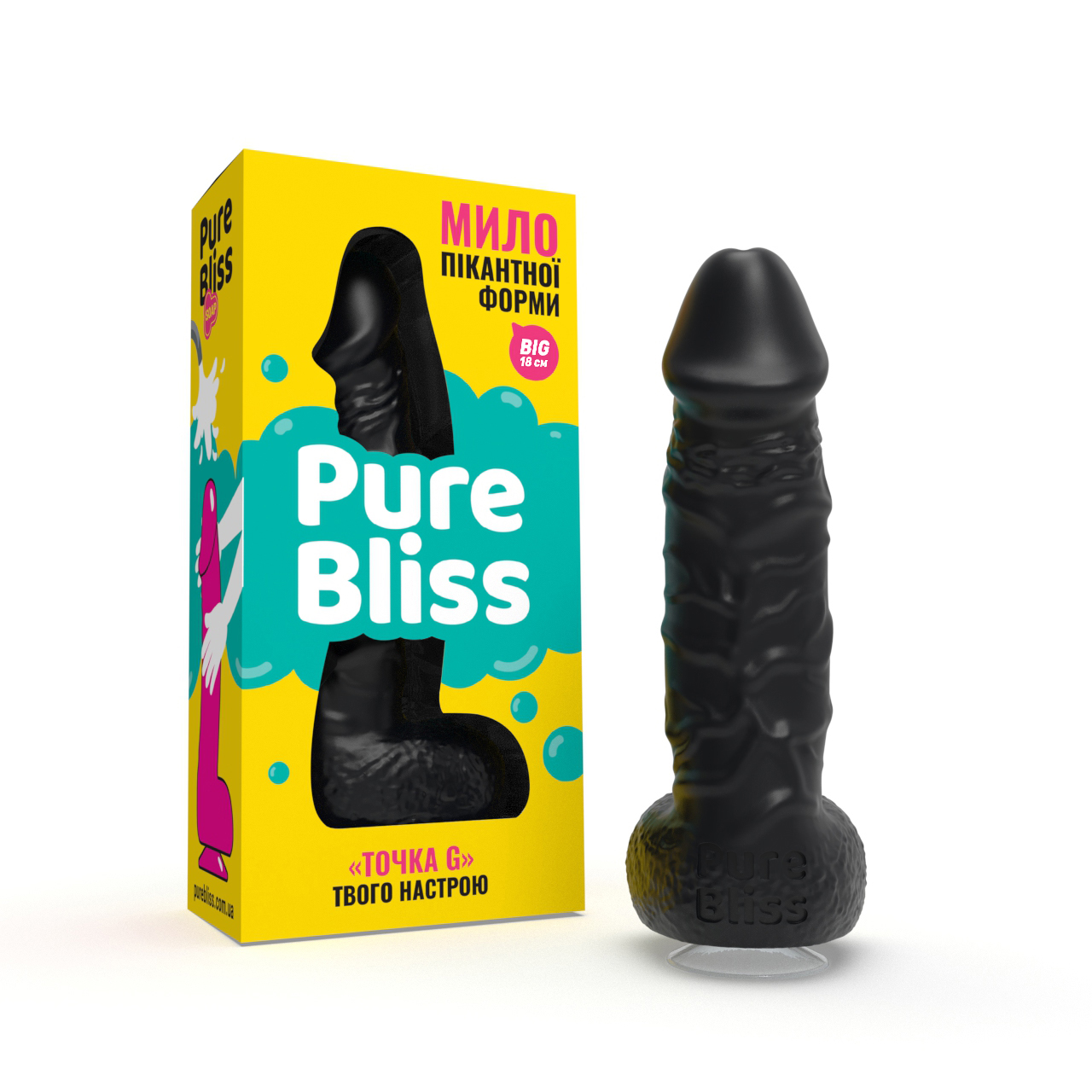 Мило член на присосці Pure Bliss BIG чорний, 18 см