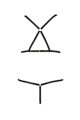 Комплект белья со стреп-лентами и открытым доступом S/M ARMANDA SET black S/M - Passion