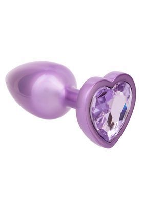 Анальная пробка CalExotics Diamond Heart Plug Small, фіолетова, 5,7 &times; 3,2 см