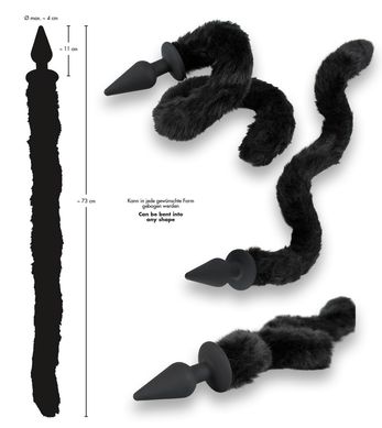 Анальна пробка с гибким хвостом Bad Kitty чорна, 3.5 х 73 см