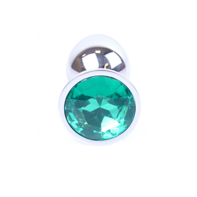 Анальная пробка с камнем Plug-Jewellery Silver PLUG- Green размер S
