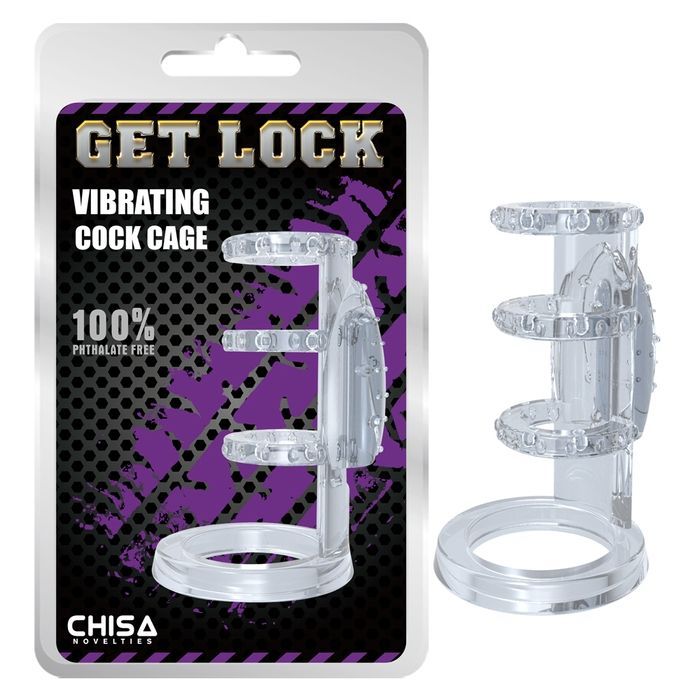Насадка&nbsp;з&nbsp;вібрацією Chisa&nbsp;Get&nbsp;Lock&nbsp;Vibrating&nbsp;Cock&nbsp;Cage та ерекційними кільцями