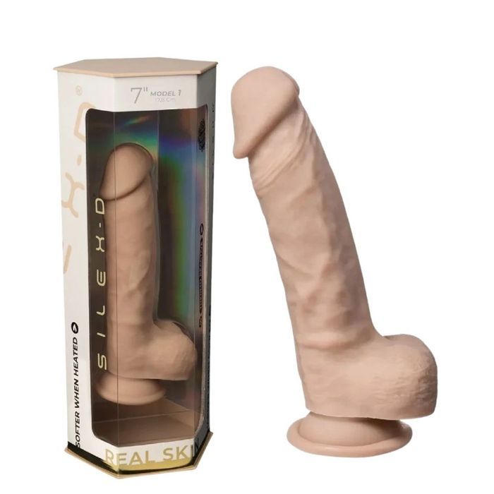 Фаллоимитатор реалистичный с мошонкой Silexd Real Skin Model 1 (7") на присоске, телесный