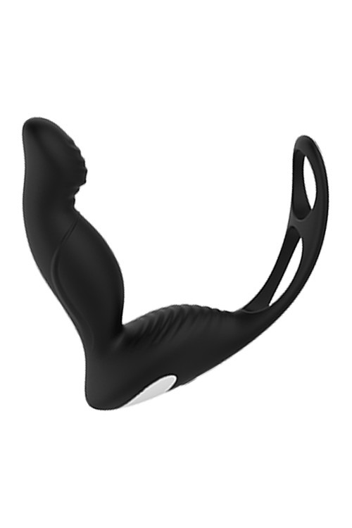 Масажер простати з вібрацією Dream Toys Cheeky Love P-Pleaser з кільцем для пеніса та яєчок, чорний