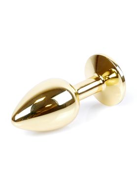 Анальная пробка с камнем Plug-Jewellery Gold PLUG- Red размер S