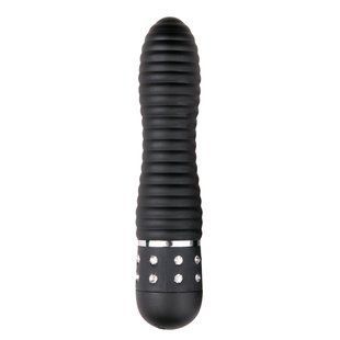 Вібратор ребристий Love Diamond Vibrator чорний, 11.4 см
