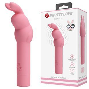 Вибратор в форме кролика PRETTY LOVE Gerardo для клитора, розовый, 13.6 х 3.2 см