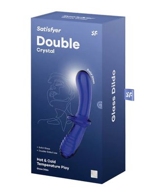 Фалоімітатор подвійний зі скла Satisfyer Double Crystal, синій