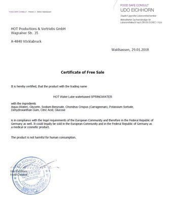 Лубрикант на водной основе HOT Nature Lube Springwater, 30 мл