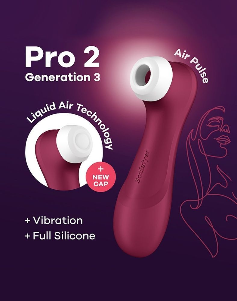 Вакуумний кліторальний стимулятор Satisfyer Pro 2 Generation 3 Satisfyer Liquid Air, бордовий