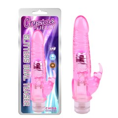 Подвійний вібратор Chisa Novelties Jelly Glitters Dual Teaser Pink