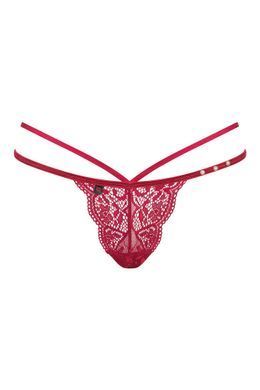 Трусики мереживні стрінги Obsessive Ivetta, червоний, L/XL