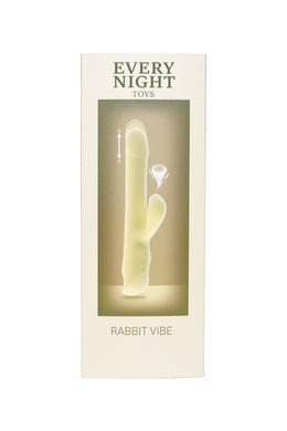 Вибратор кролик Every Night Toys с ротацией, фрикциями и вакуумной стимуляцией, желтый