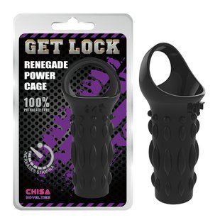Насадка с кольцом для мошонки Chisa Get&nbsp;Lock Renegade Power Cage, черная
