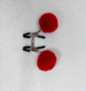Зажимы на соски DS Fetish Nipple clamps metal poliester red
