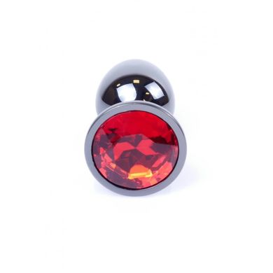 Анальная пробка с камнем Plug-Jewellery Dark Silver PLUG- Red размер S