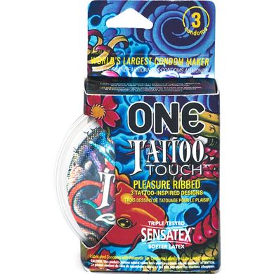 Презервативи з рельєфним малюнком ONE Tattoo Touch (ціна за упаковку, 3 шт)