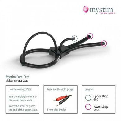 Утяжка для головки пеніса Mystim з електростимуляцією, чорна