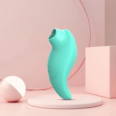 Вібратор із кліторальним стимулятором із язичком Every Night Toys Jen, зелений, 10 режимів вібрації