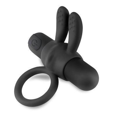 Вибро-эрекционное кольцо с клиторальной стимуляцией Crushious Wonka черное, 7.8 см