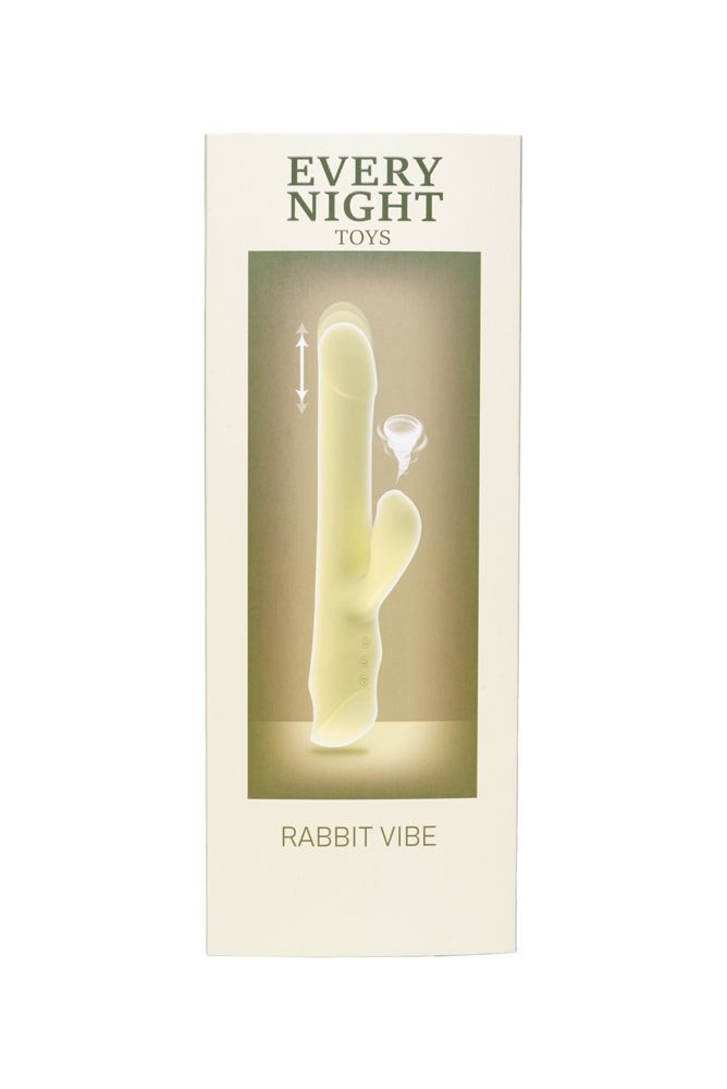 Вибратор кролик Every Night Toys с ротацией, фрикциями и вакуумной стимуляцией, желтый