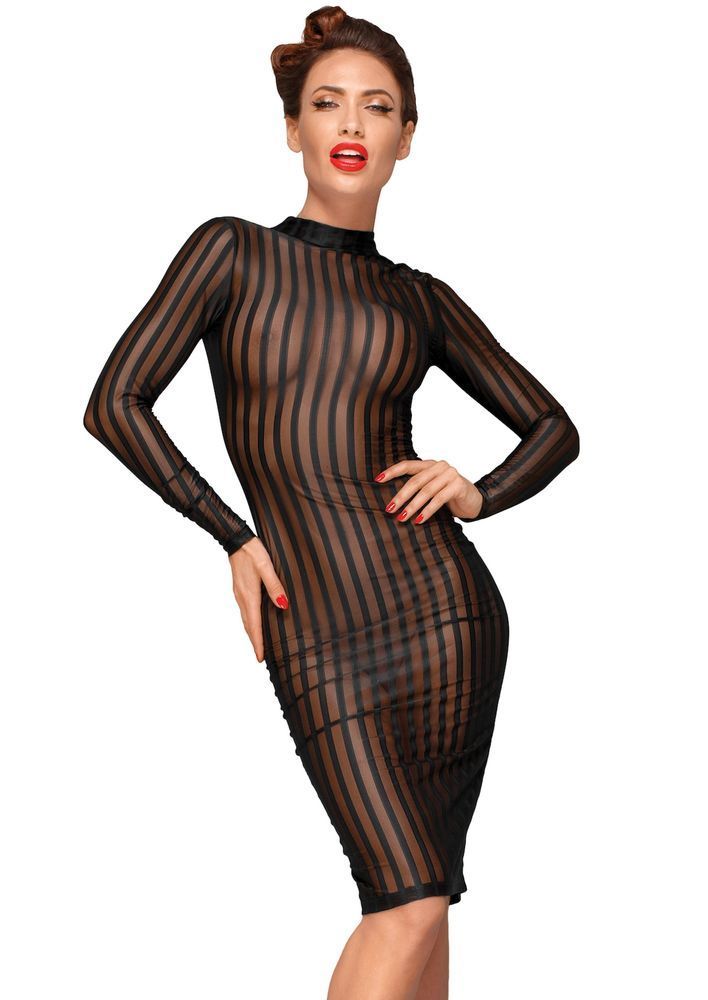 Платье прозрачное в полоску Noir Handmade F182 черное, XXL