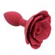 Анальная пробка со стоппером в форме розы, силиконовая, бордовая, 7 х 2.7 см