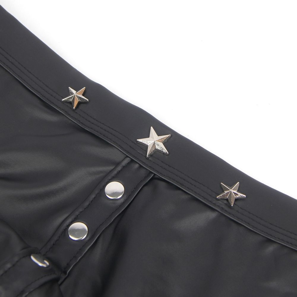 Мужские трусы с заклепками Star Night с имитацией кожи, черные, XL