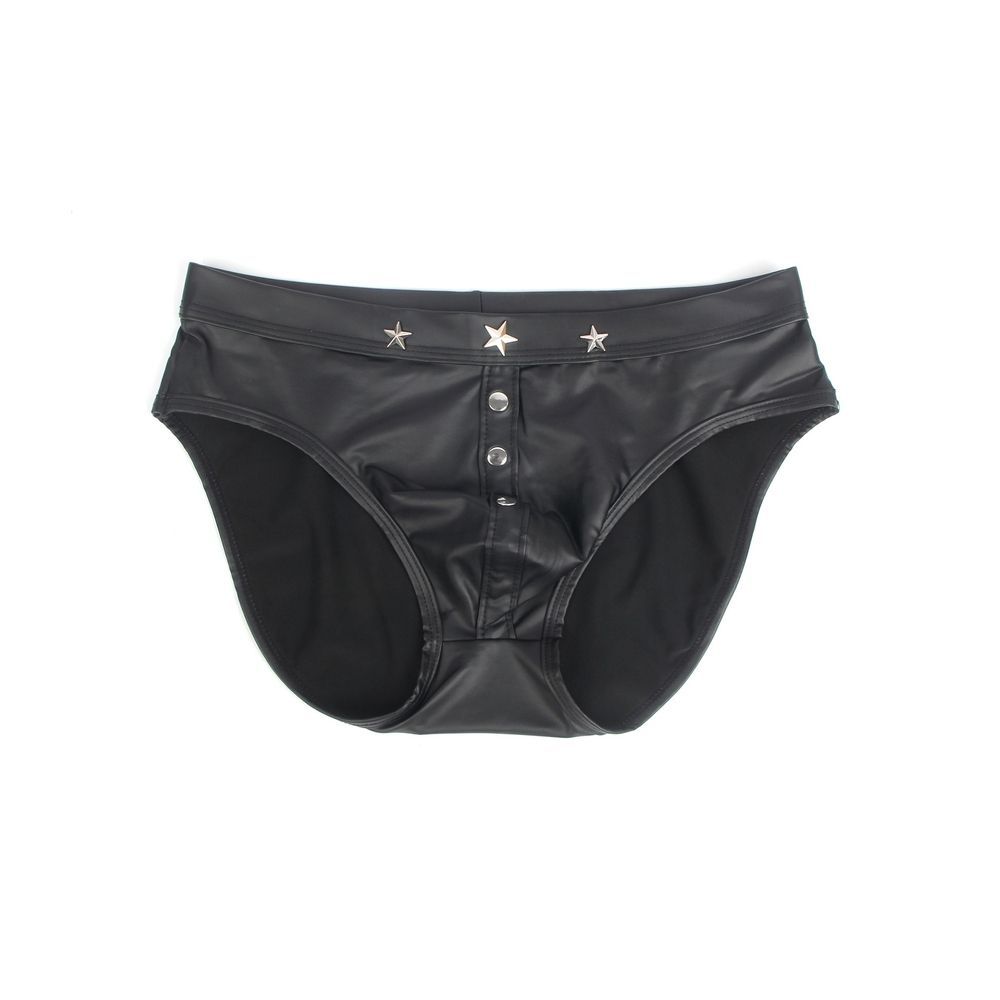 Мужские трусы с заклепками Star Night с имитацией кожи, черные, XL