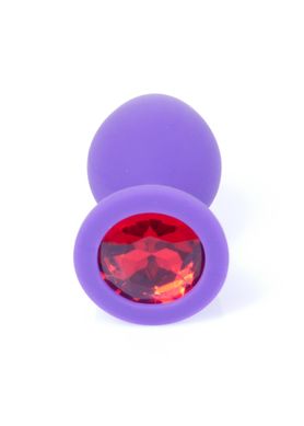 Анальная пробка с камнем Plug-Jewellery Purple Silicon PLUG Medium- Red Diamond размер М