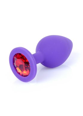 Анальная пробка с камнем Plug-Jewellery Purple Silicon PLUG Medium- Red Diamond размер М