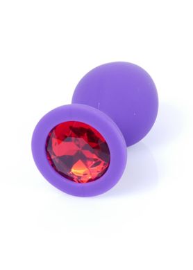 Анальная пробка с камнем Plug-Jewellery Purple Silicon PLUG Medium- Red Diamond размер М