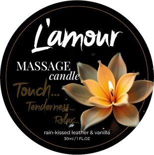 Массажная свеча L'amour Rain-Kissed Leather and Vanilla с ароматом ванили, 30 мл
