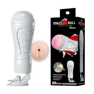 Мастурбатор-вагина Crazy Bull Flora на присоске, со стимуляцией сжатия, 28,3 &times; 9 см