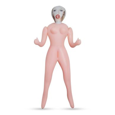 Надувная секс-кукла, три рабочих отверстия, бежевая, 155 см