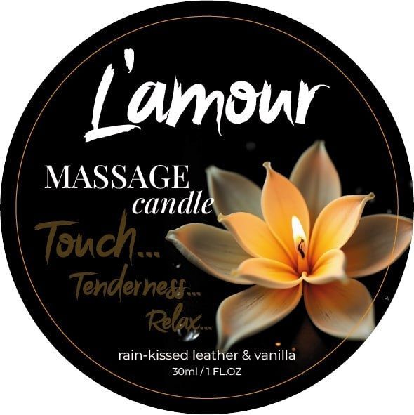 Массажная свеча L'amour Rain-Kissed Leather and Vanilla с ароматом ванили, 30 мл