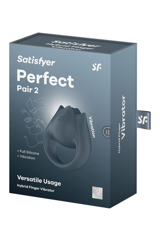 Вібратор для пар Satisfyer Perfect Pair 2 з кільцем для пальців, сірий