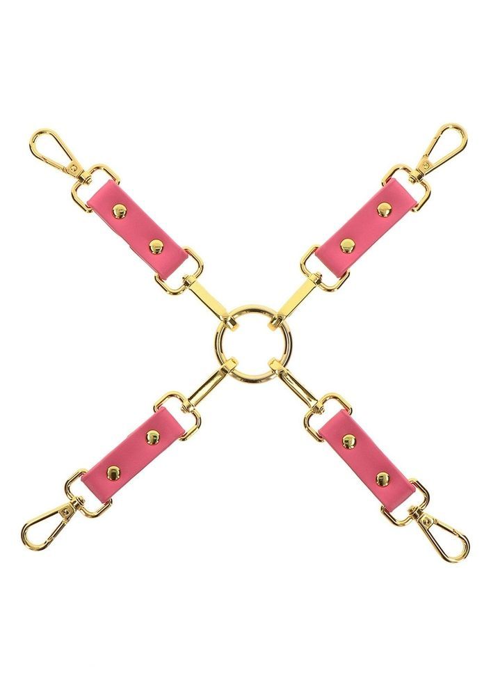 Крестовидный фиксатор для бондажа Taboom Malibu Hogtie с карабинами и кольцом, розовый