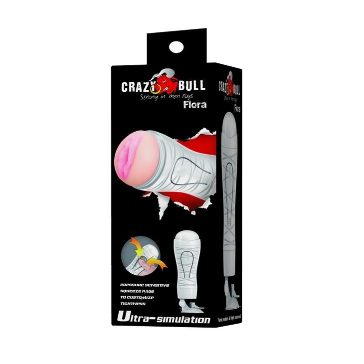 Мастурбатор-вагіна Crazy Bull Flora на присоску, зі стимуляцією стискання, 28,3 &times; 9 см