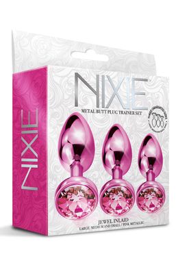 Набор анальных пробок Global Novelties NIXIE METAL BUTT PLUG TRAINER SET, PINK METALLIC