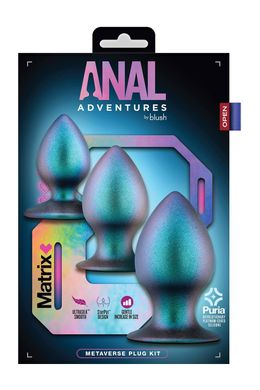 Набор анальных пробок разного размера Anal Adventure Blush, силиконовые, Ультрамарин