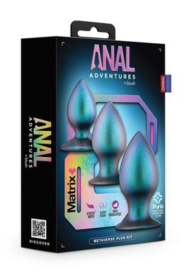 Набор анальных пробок разного размера Anal Adventure Blush, силиконовые, Ультрамарин