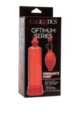 Механическая вакуумная помпа для пениса с насосом-грушей Fireman’s CalExotics, красная, 19 х 5.7 см